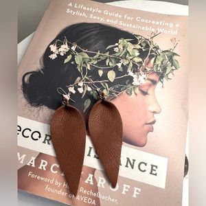 XL leather brown earrings.